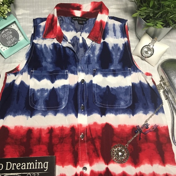 ROCK AND REPUBLIC OMBRÉ PLAID BLOUSE - Picture 2 of 8